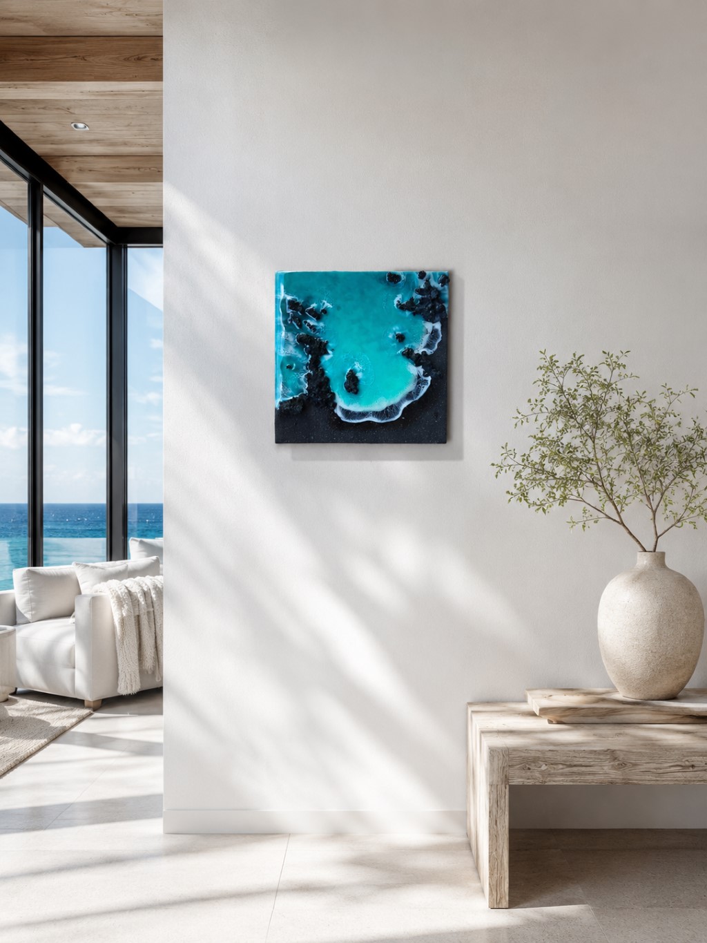 Cuadro de Océano en Resina 3D – Playa Volcánica - Imagen 4