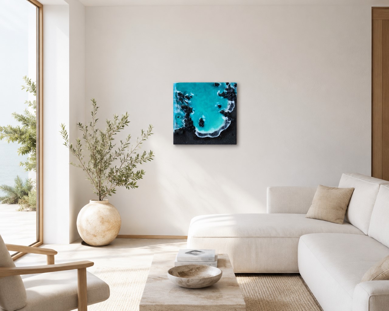 Cuadro de Océano en Resina 3D – Playa Volcánica - Imagen 6