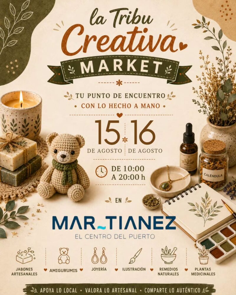 Mercado Artesanal La Tribu Creativa en C.C. Martiánez event poster